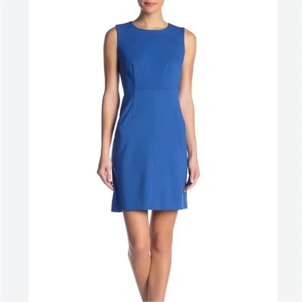 Diane Von Furstenberg Blue Carrie Sleeveless Sheath Mini Dress Size 10